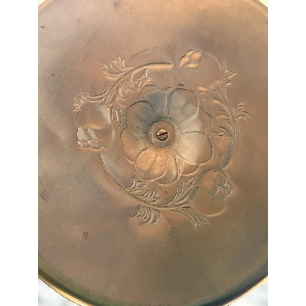EVERLAST COTTAGE ROSE Hand Wrought Emboss ALUMINUM 3-Tier TIDBIT 1940-50's